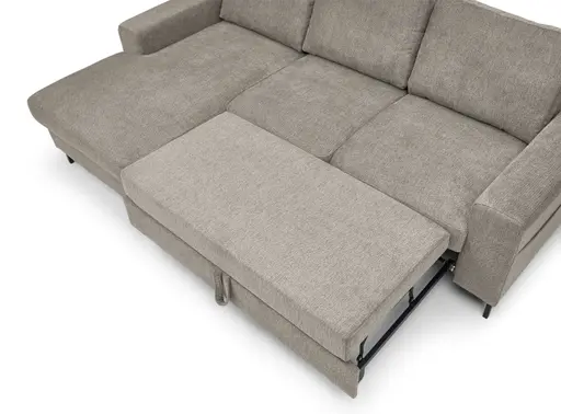 Ecksofa - Longchair links mit 2-Sitzer, Stoff, Steingrau