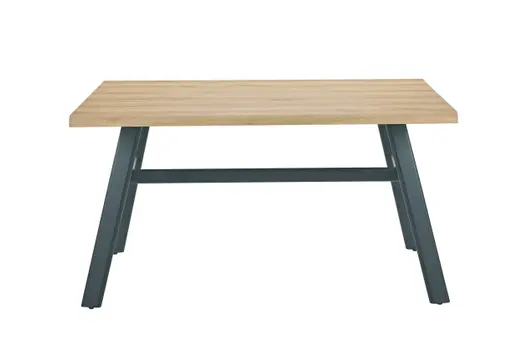 Esstisch - LB ca. 140x90 cm, Eiche hell Nachbildung, Schwarz