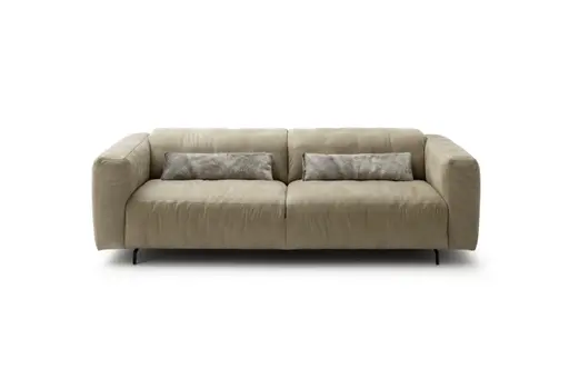 Sofa Arrezo - 3,5-Sitzer, Leder Taupe, Rücken verstellbar