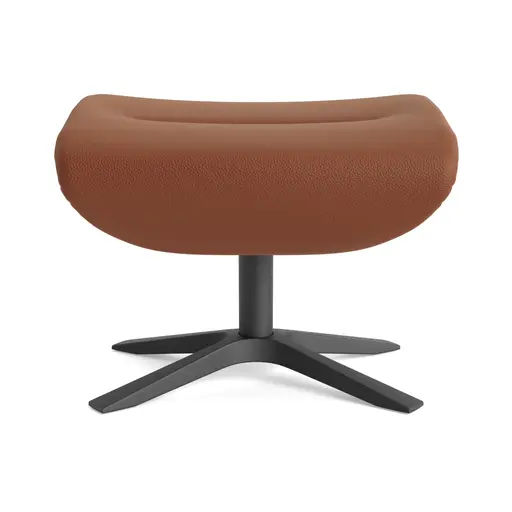 Hocker Avina - Leder, Cognac, Holzschale schwarz
