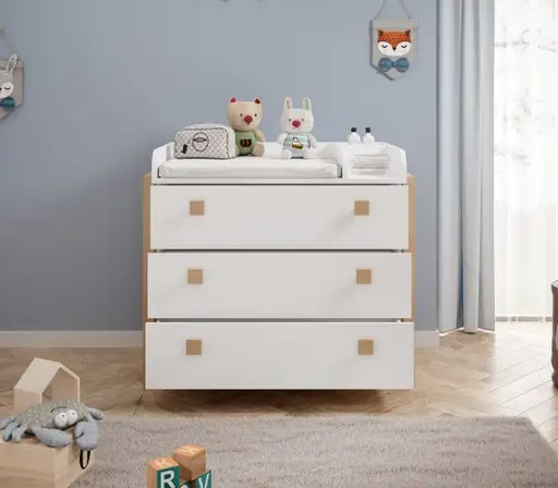 Wickelkommode - inkl. Auflage, Kiefer Weiß, Birke