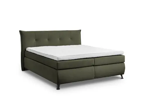 Boxspringbett HAROA- Liegefläche ca. 180x200 cm, Stoff, Olive, TFK H4/TFK H4