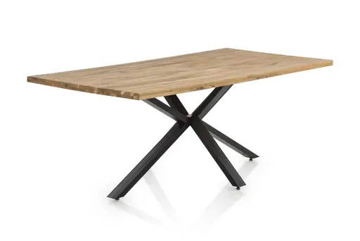 Esstisch- LB ca. 200x100 cm, Eiche, Massiv, Geölt, Metall, Schwarz