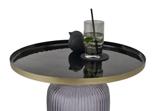 Beistelltisch - Ø/H ca. 45x47 cm, Schwarz, Lila