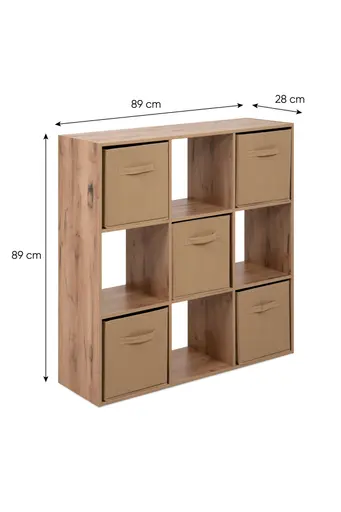 Regal - inkl. Stoffboxen, B ca. 89 cm, Artisan Eiche Nachbildung, Beige