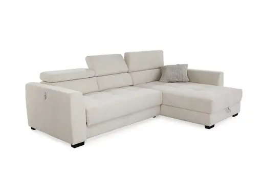Ecksofa - 2-Sitzer, Ecke rechts, Stoff, Beige