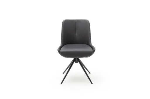 Stuhl Mis - Leder, Schwarz, Drehbar, Gestell Schwarz