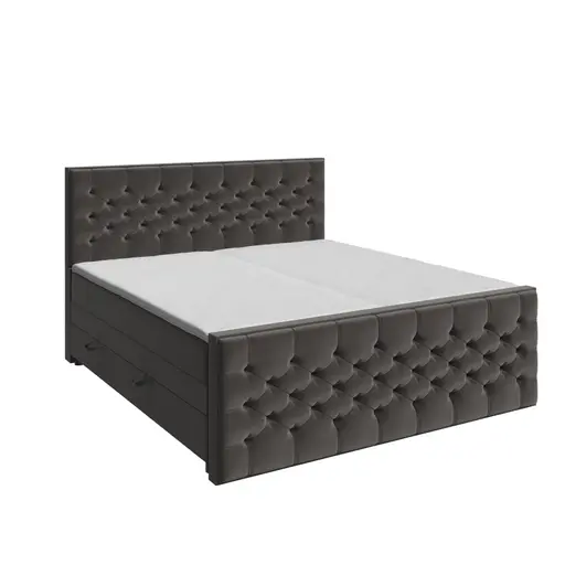 Boxspringbett- Liegefläche ca. 200x200 cm, Stoff, Dunkelgrau