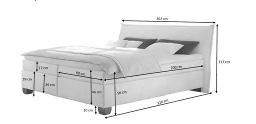  Boxspringbett HADAI- Liegefläche ca. 180x200 cm, Stoff, Anthrazit, Bonell/Bonell