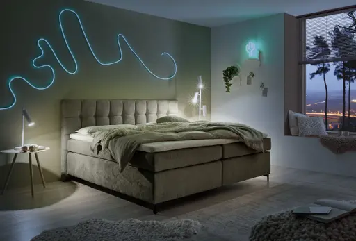 Boxspringbett HINDA- Liegefläche ca. 180x200 cm, Stoff, Dunkelgrau, Bonell, Inkl. Topper