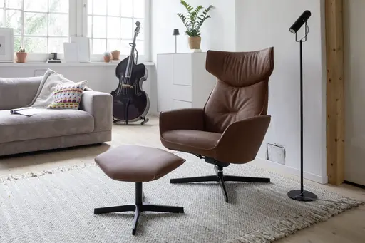 Relaxsessel Helge - Leder Anilin, Cognac