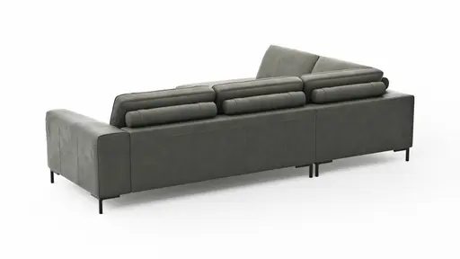 Ecksofa Solano - Ecke Links, 2,5-Sitzer, Leder, Hellgrau