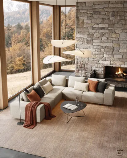 Ecksofa Sorano - Ecke links, 2-Sitzer, inkl. Relaxfunktion und motorischen Sitzvorzug, Stoff, Graubeige