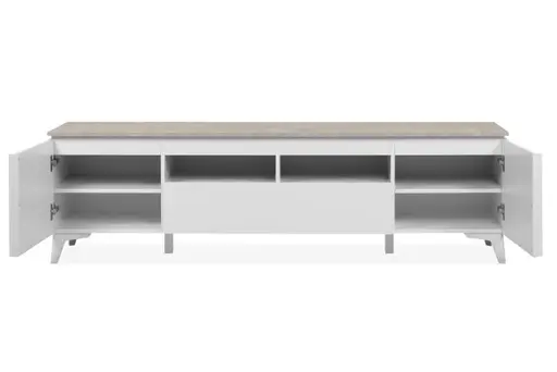TV-Lowboard - B ca. 177 cm, Weiß, Sandstein Nachbildung
