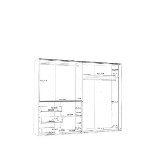 Schwebetürenschrank FJOLLA- B ca. 250 cm, Weiß, Spiegel