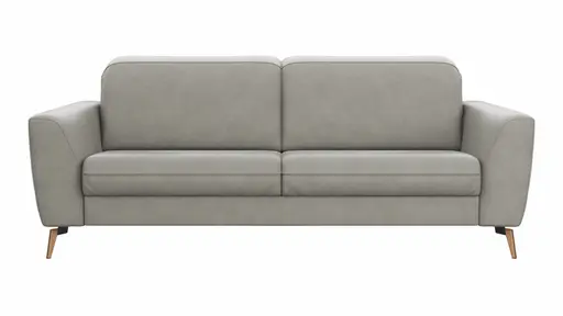 Sofa Tulsa KV - 3-Sitzer, inkl. Kopfteilverstellung, Leder, Graubeige