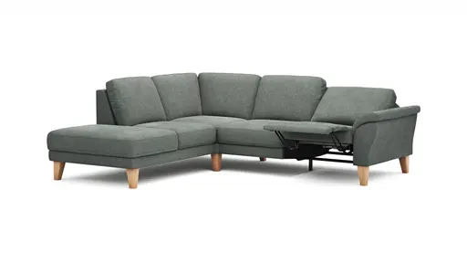 Ecksofa Rockport A - Ecke links mit 2,5-Sitzer inkl. Relaxfunktion (motorisch), Stoff, Grau