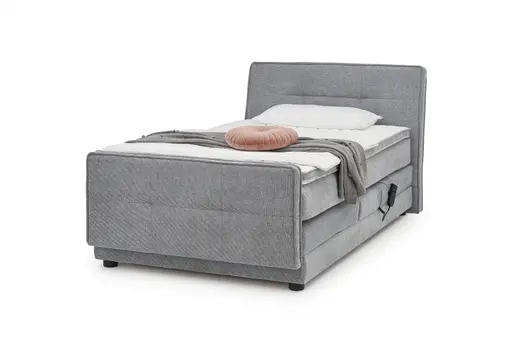 Boxspringbett- Liegefläche ca. 120x200 cm, Stoff, Mittelgrau