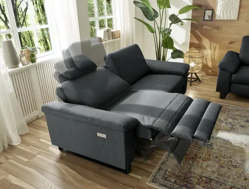 Sofa CALM PLUS 2.0 - 3-Sitzer, Relaxfunktion teilmotorisch, Stoff, Anthrazit