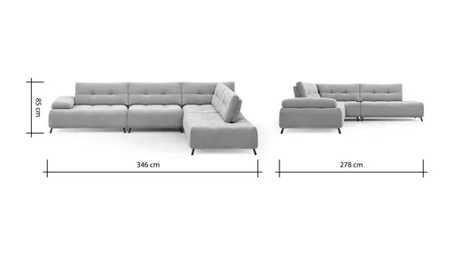 Ecksofa Comodo - 2,5-Sitzer, Ecke rechts, Stoff, Offwhite