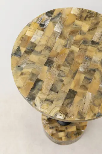 Beistelltisch- DH ca. 25x50 cm, Mosaic, Gold, Metall, Schwarz