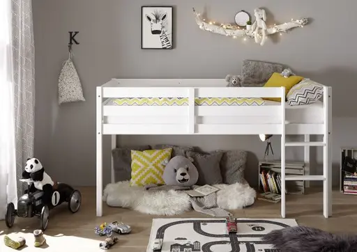 Hochbett - Liegefläche ca. 90x200 cm, Weiß