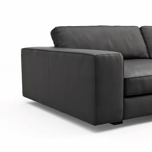 Sofa Aprino 1 - 4-Sitzer XXL, Leder, Schwarz, Armlehne Block