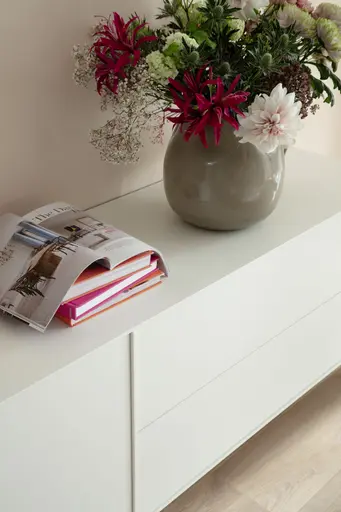 Sideboard Casello - BHT ca. 225x74x47cm, Lack Matt, Weiß, schwebend