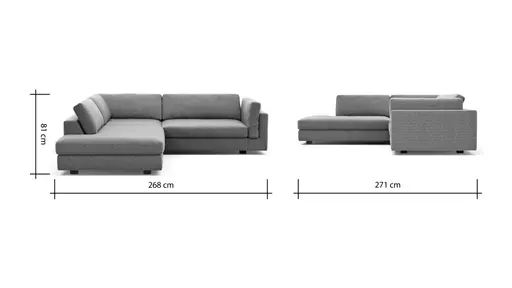 Ecksofa Aprino 3 - Ecke links mit 2,5-Sitzer, Stoff, Grau
