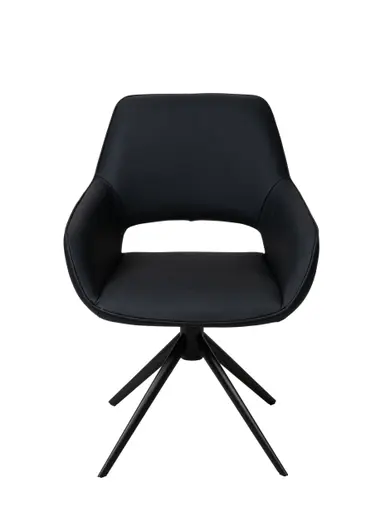 Armlehnstuhl MANOLJA - drehbar, Leder, Schwarz