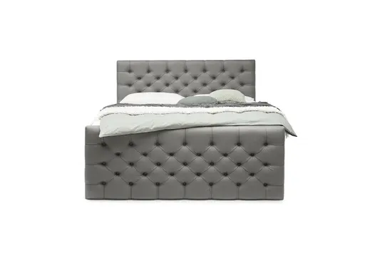 Boxspringbett SANDRIN- Liegefläche ca. 180x200 cm, Stoff, Taupe, inkl. Stauraum und Fußteil