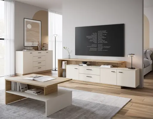 Couchtisch - LB ca. 100x66 cm, Cremona Eiche Torro Nachbildung, Kaschmir