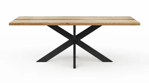 Esstisch Kima - LB ca. 220x100 cm, Wildeiche massiv mit Epoxid-Harz