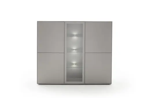 Highboard Casello - BHT ca. 165x144x37 cm, Lack Matt, Kristallgrau