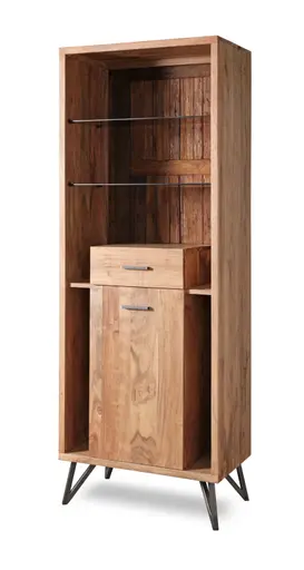 Vitrine - mit Beleuchtung, B ca. 72 cm, Akazie massiv