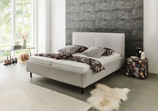 Polsterbett - Liegefläche ca. 180x200 cm, Feincord Silber