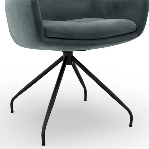 Armlehnstuhl Jukka - Stoff, Jade, Stativ, Schwarz, Drehbar