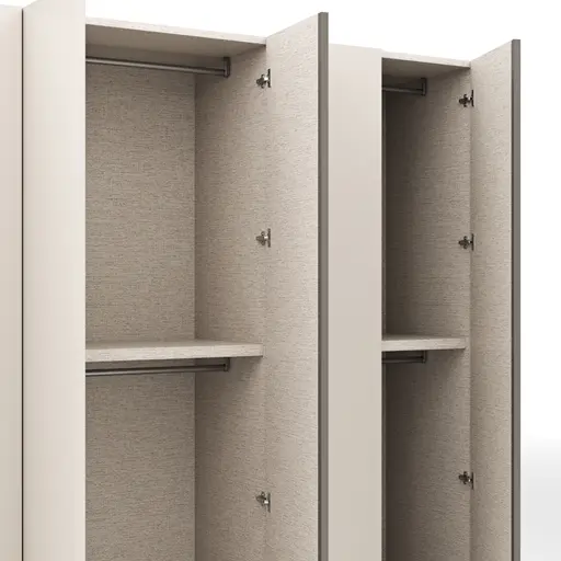 Drehtürenschrank Loretto - B ca. 280 cm, Gola, Lack matt, Perlmutt