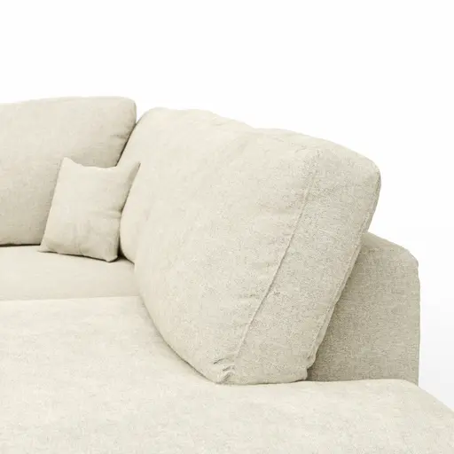 Ecksofa Solenne - Diwan rund links mit Ottomane rechts, Stoff, Weiß