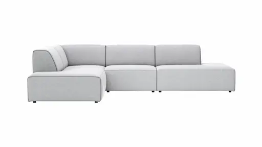 Ecksofa Elementos - Ecke links mit 1-Sitzer und Abschlusselement, Stoff, Hellgrau