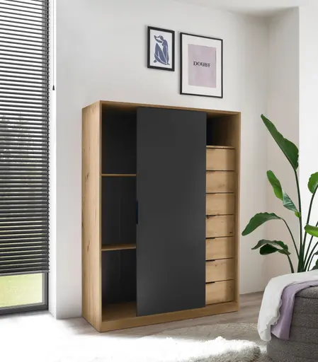 Kommode- Eiche Dekor, Graphit