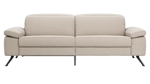 Sofa Rafaela 2.0 - 2,5-Sitzer inkl. 1x Relaxfunktion und Kopfteile verstellbar, Leder, Champagner