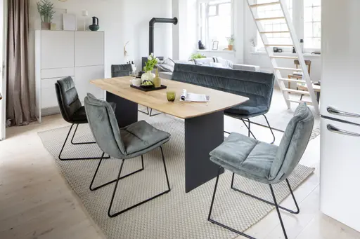 Stuhl Jukka - Stoff, Champagner, Stativ, Schwarz, Drehbar