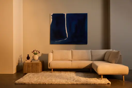 Ecksofa Mille - 2,5-Sitzer mit Ecke rechts, Stoff, Ecru