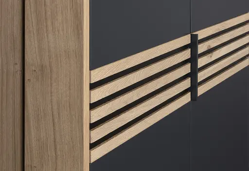 Drehtürenschrank Viana - B ca. 303cm, Lack, Anthrazit