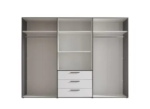 Drehtürenschrank- B ca. 270 cm, Graphit, Weiß