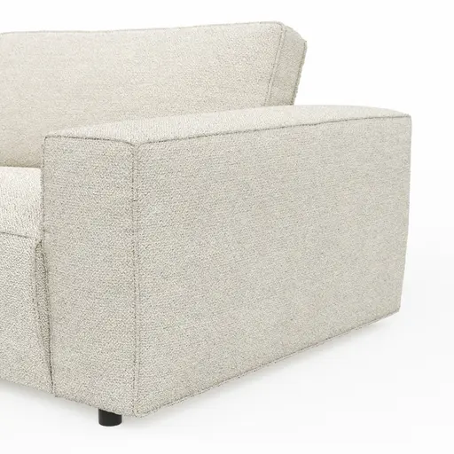 Ecksofa Lilaia - 1,5-Sitzer Tief, Ecke, 2-Sitzer rechts, Stoff, Creme