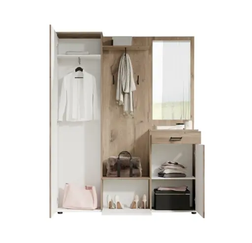 Kompaktgarderobe - Eiche Viking Nachbildung, Lichtgrau