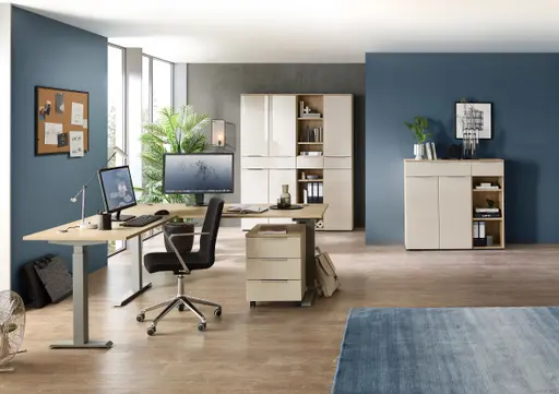 Rollcontainer - B ca. 45 cm, Riva Eiche Nachbildung, Kaschmir