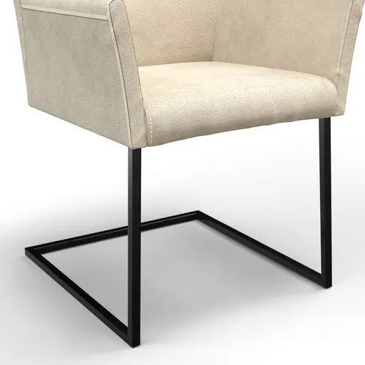 Armlehnstuhl Floriana - Stoff, Graubeige